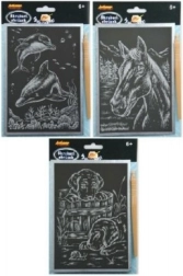 Škrabacie strieborné obrázky A5, mix motívov, 24 ks v boxe