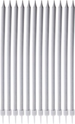Dlhé strieborné sviečky na tortu 14,5 cm, 12 ks
