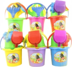 Súprava na piesok s obrázkom – vedierko, lopatka, hrabličky a kanvička