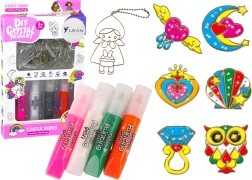 Vitražové závesky na maľovanie – sada 6 ks so zasýchajúcimi farbami