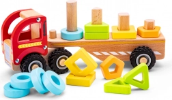 Drevený triediaci kamión s farebnými tvarmi