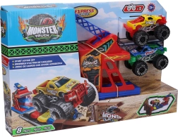 Autá Monster truck Kaskadérska dráha s 2 kovovými autami