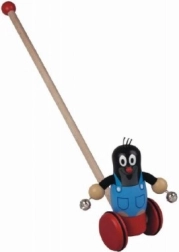 Drevená tlačná hračka Krteček s rolničkami