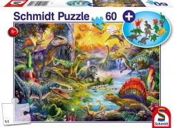 Puzzle dinosaury 60 dielikov s darčekom – figúrky – SCHMIDT