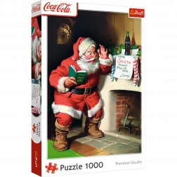 Puzzle 1000 dielikov Coca‑Cola vianočné – Santa pri krbe