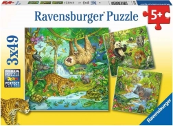 RAVENSBURGER Puzzle Zvieratá v džungli 3x49 dielikov