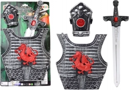 rytiersky kostým so zbrojou, mečom a nátepníkom pre deti