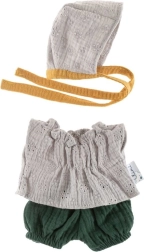 Komplet s čepčekom pre bábiky 32 cm – sivá čipka