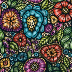 Curiosi štvorcové puzzle Q Life farebné kvety 72 dielikov