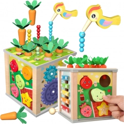 Drevená edukačná kocka 6v1