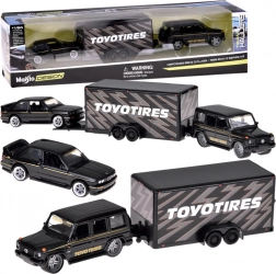 maisto sada kovových modelov 1:64 mercedes-benz g (1988) a bmw m3 e30 s prívesom