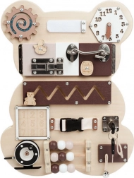 Drevená manipulačná a senzorická tabuľa Medveď