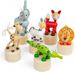 Bigjigs Toys drevené stláčacie zvieratká Safari
