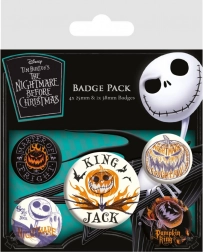 Set odznakov NIGHTMARE BEFORE CHRISTMAS – 5 ks (2,5–3,5 cm)