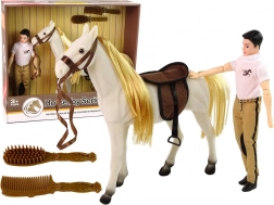 Jazdecká bábika s bielym koňom
