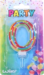 Párty sviečka číslo 0 s čiarkami