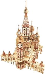 Woodcraft drevené 3D puzzle Chrám Vasila Blaženého – prírodné