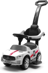 Detské odrážadlo s vodiacou tyčou a zvukmi BABY MIX Racer – biele