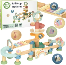 Woopie Green drevená guľôčková dráha s hudobnými efektmi a xylofónom FSC