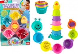 Hračky do kúpeľa - Kalíšky s otvormi a kačka 8 ks