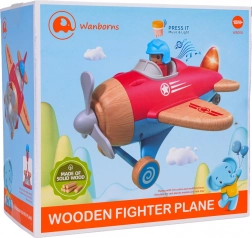 Drevené červené lietadlo so svetlami a zvukmi