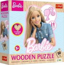 Trefl drevené obrysové puzzle s motívom Barbie, 50 dielikov