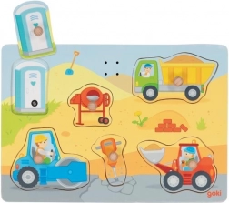 Drevená zvuková vkladačka na stavbe GOKI