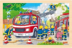 Drevené puzzle hasiči 24 dielikov GOKI