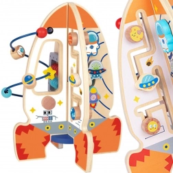 Veľká drevená multifunkčná vzdelávacia hračka Raketka od Tooky Toy