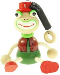 Žabiak na pružine – drevená závesná hračka