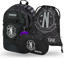 Školský set Baagl Wednesday: batoh, peračník a vrecko