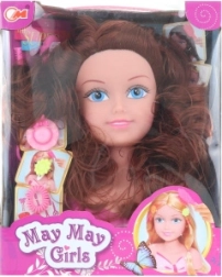 Česacia hlava brunetka pre detské účesy s doplnkami