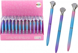 Guľôčkové pero s diamantom, modrý atrament 0,7 mm, mix farieb