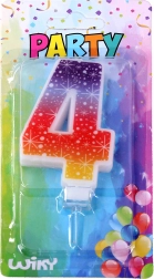 Párty sviečka v tvare čísla 4 s hviezdami