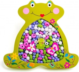 Drevené koráliky na navliekanie - žabka