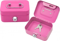 Kovová pokladnička so zámkom – ružová, 2 kľúče