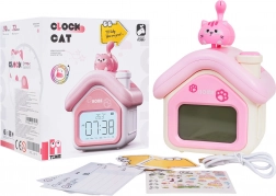 detský budík mačací dom s nočným svetlom a displejom