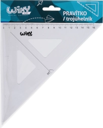 Transparentný kresliaci trojuholník 15 cm