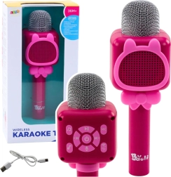 Bezdrôtový bluetooth karaoke mikrofón s meničiom hlasu – ružový