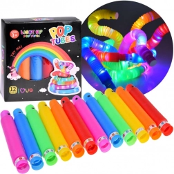 POP TUBE Svietiace LED Senzorické Trubice 12 ks
