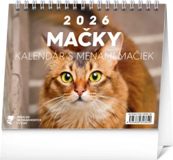 Stolový kalendár Mačky 2026 s menami mačiek