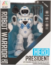 Interaktívny robot na batérie s projekciou a streľbou