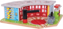Bigjigs Rail drevené depo pre 5 vláčikov
