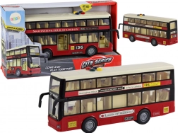 Autobus poschodový mestský červený s osvetlením a zvukom 1:16