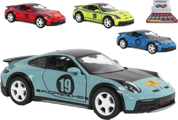 Kinsmart Porsche 911 v rallye laku – kovový model s pull-back pohonom (13 cm)