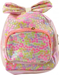 Detský batoh ružový s mašľou a flitrami