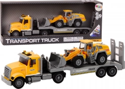 Žltý nákladný voz s bagrom, svetlá a zvuky