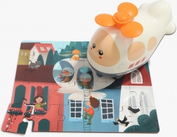 Drevené puzzle s hračkou vrtuľník 24 dielikov TOP BRIGHT
