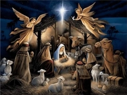 Diamantové maľovanie Svätá noc v Betleheme 30 × 40 cm