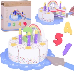 Drevená dúhová narodeninová torta